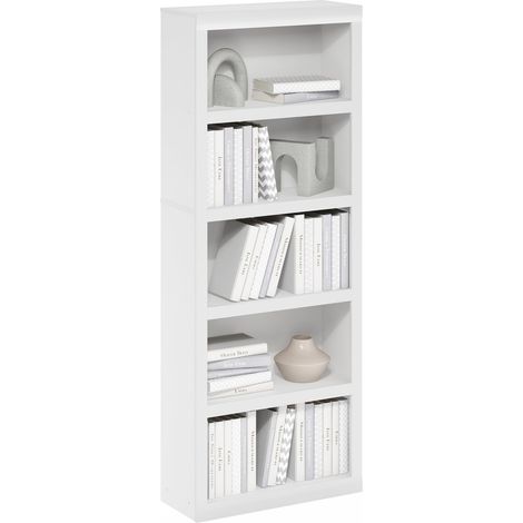 Étagère à Livres, bibliothèque à 5 Niveaux, bibliothèque avec étagère Ouverte, 25.6 x 62.5 x 161.3, pour Salon, Chambre, Bureau à Domicile, Blanc (1/5)