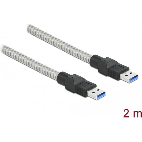Delock Cable USB 3.2 Gen 1 de Tipo-A macho a Tipo-A macho con cubierta metÃ¡lica 2 m