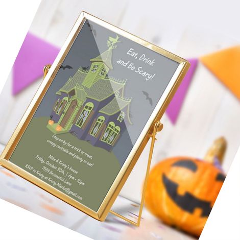 Ornement acrylique 14,5cm x 19,5cm Halloween, bordure dorée métallique, décoration de table élégante CBS721X19 (1/4)