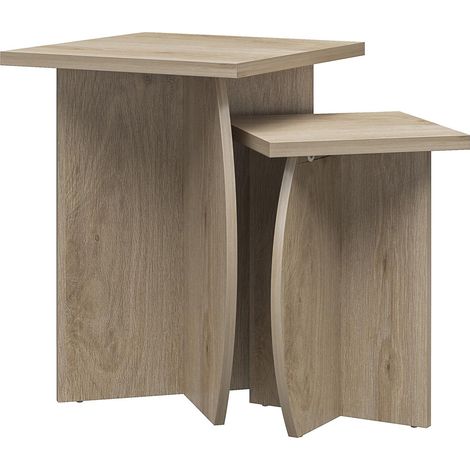Voler-Ensemble de 2 tables d’extrémité en aspect chêne clair (1/5)