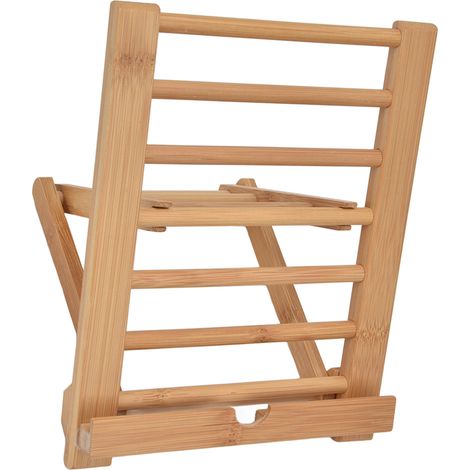 Support de tablette en bambou pliable multi-angles, support de bureau universel pour tablettes de 4 à 13 pouces, compatible avec téléphones, livres et partitions musicales. (1/5)