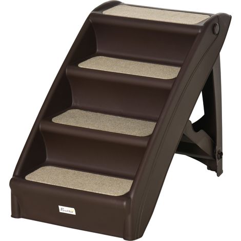 Scaletta per Cani Pieghevole con 4 Gradini Antiscivolo 62x38x49,5 cm in PP Marrone (1/5)