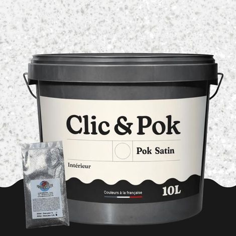 Peinture Effet Pailleté pour Murs & Plafonds - POK PAILLETTE - 10L - Blanc Oxydé (1/4)