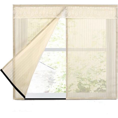 Moskitonetz-Vorhang, 120 x 150 cm, Insektenschutz für Fenster, magnetischer Fliegengitter-Fensterschutz mit Klettverschluss
