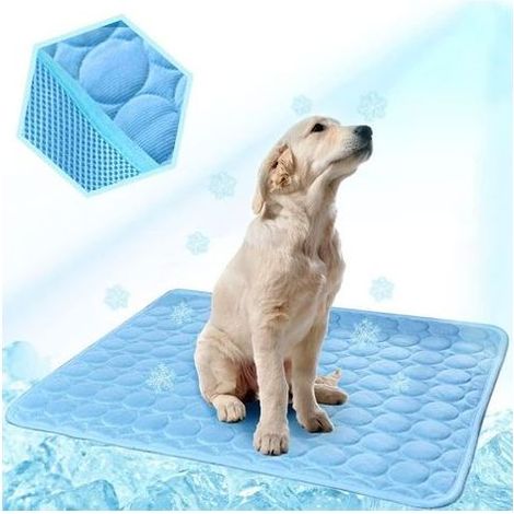Waschbare Kühlmatte aus Eisseide für Hunde, für Autositze im Innen- und Außenbereich (blau, 70 x 55 cm) (1/5)