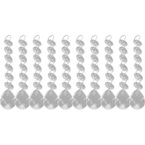 Lot de 10 perles de rechange en acrylique transparent pour lustre, effet stalactite, pour la décoration de lampes.