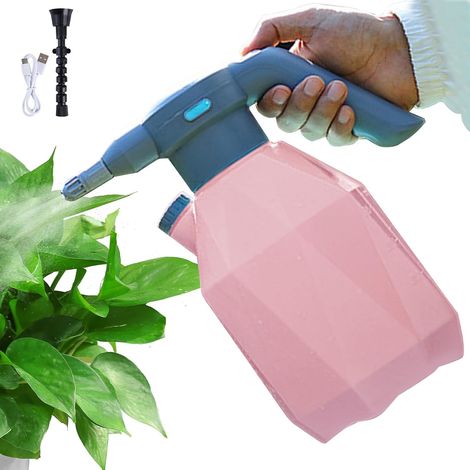 [NUNCA USADO]Rociador eléctrico, Botella de Spray eléctrica USB 2L 2 Modo 2000 mAh Sprayer a presión con Boquilla de extensión rociador a escalado portátil para Reyes de jardinería,（rosa） (1/5)