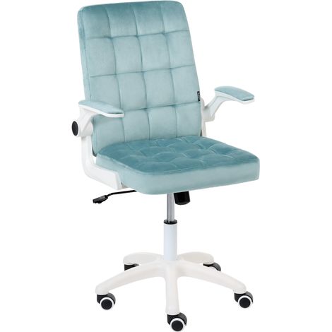 Silla de oficina con altura y reposabrazos ajustables giratorio respaldo inclinable terciopelo azul claro Dandy