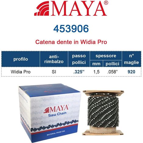 Rotolo Catena Motosega .325" - 1,5 mm .058" - 920 maglie Prof. Widia Pro con antirimbalzo 453906