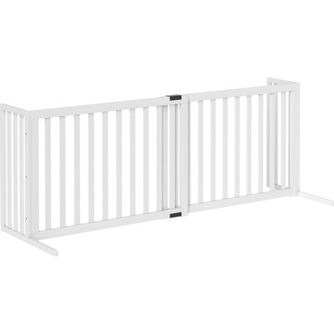 Cancellino per Cani Taglia Media e Piccola 102-183x57x70 cm Estensibile Autoportante in Legno Bianco