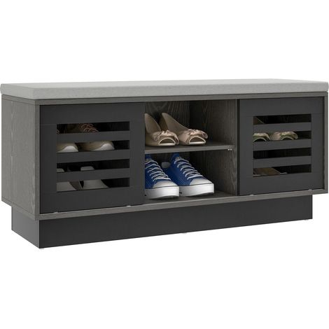 Wooden Shoe Bench Shoe Storage Cabinet Organizer Stool W/ 3 Adjustable Shelves (1/5)