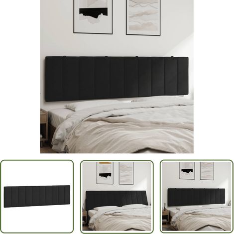 The Living Store Kopfteil-Kissen Schwarz 180 cm Samt - Samtkopfteil - Bettkopfstütze - Kopfkissen - Schlafkomfort - Rückenlehne (1/5)