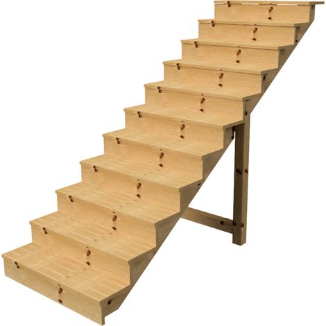 Berlin Escalier extérieur bois 11 marches H 190cm L-100cm - avec contre marche