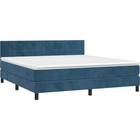 vidaXL Sommier à lattes de lit et matelas Bleu foncé 180x200cm Velours