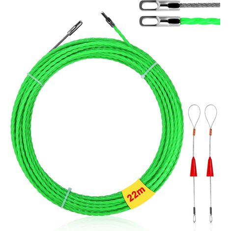 Aiguille Electricien,22 m Tire Fils Electrique,Tire Fils Electricien Aiguille Avec 1 ressorts de guidage, pour Câble de Communication Mur Conduit de Sol(vert) (1/5)