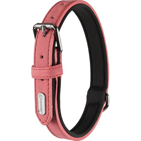 Collier taille XL 47-57 cm en simili cuir et néoprène  DELU, couleur rouge pour chien. - Flamingo (1/3)