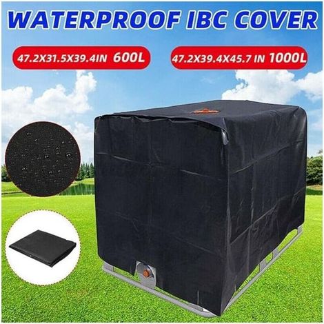 Housse de protection pour cuve IBC 1000L 116x100x120cm - Couvercle anti-UV et anti-poussière - Noir - Compatible réservoir d'eau (1/5)