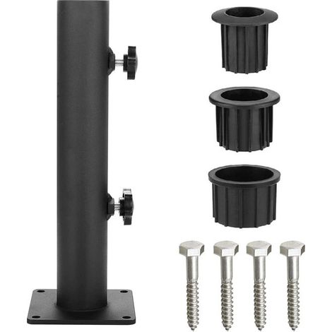 Soporte para sombrilla, Bases para sombrilla, Abrazadera para paraguas, Negro, Metal, 30 cm, Soporte universal para sombrilla con tubos de pie (1/5)