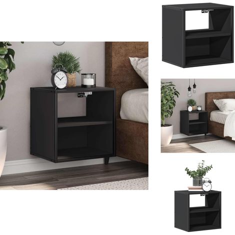 Table de chevet murale noir 40x31x39,5 cm - Table De Chevet Murale - Tables De Chevet Murales - Armoire - Armoire De Chevet (1/5)