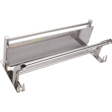 Chrome Towel Rack Towel Shelf Stainless Steel Towel Bars Bathroom Towel Shelf Towel Holder with Shelf and Wall Hook