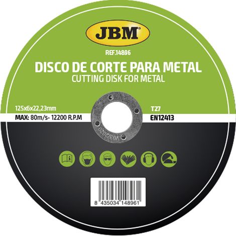 Disco da taglio metallo JBM t27 125 mm spessore 6 mm