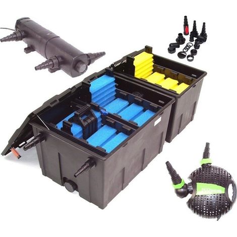 SET 3-fach: Filter 55B 90000l mit UVC 24W Lampe incl. Teichpumpe 4600 Fischteich (1/5)