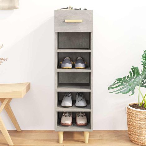 vidaXL Armoire à chaussures Gris béton 30x35x105 cm Bois d'ingénierie (1/5)