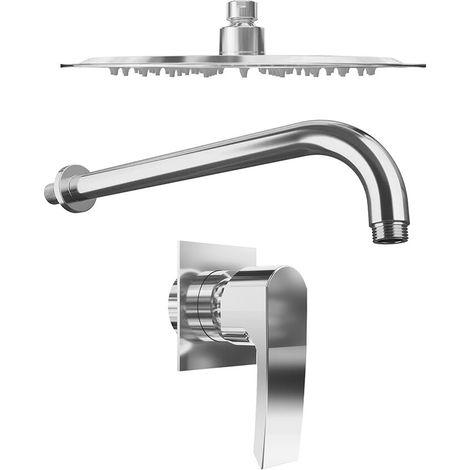 Set doccia cromato Miscelatore incasso Greta con braccio e soffione slim 20 cm (1/4)