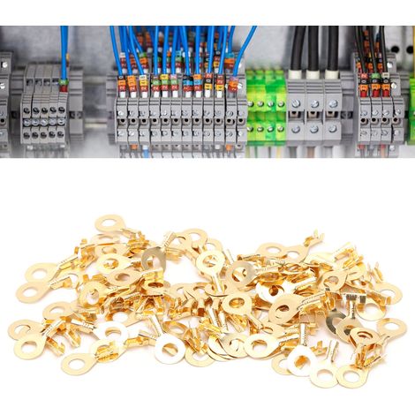 100 connecteurs à œillet pour câble M6 6,2 mm, bornes nues à sertir à froid (1/5)