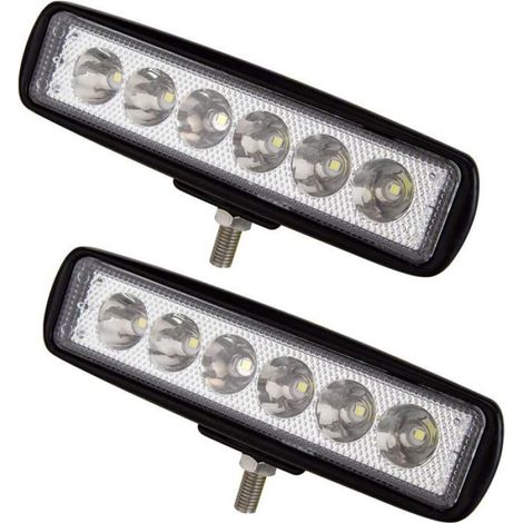 Phare LED - 6 Pouces - 18 W - Blanc Pur 6000 K - Pour Moto Véhicule Tout Terrain 4x4 Camion SUV ATV - 2 Pièces (1/5)