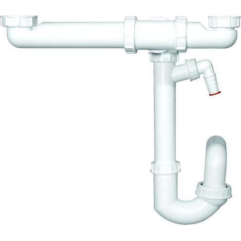 Siphon compact HL126.2/40 DN40x6/4" avec joint à rotule, raccord pour eaux usées et raccord de vidange DN40