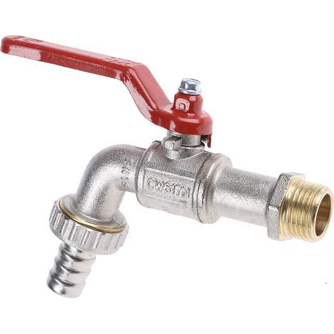 Lot de 2 Robinets Extérieurs Laiton BSP 1/2 Pouce, Raccord Fileté 12 Mm, Pression de Travail 21 Bar, Robinet de Puisage à Bille pour Jardin et Extérieur (1/3)