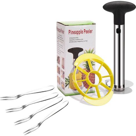 Trancheuse à ananas en acier inoxydable, outil 3 en 1 avec accessoires, couleur noire (1/5)
