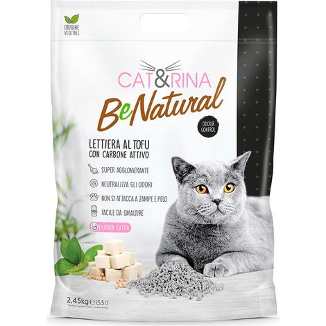 litière pour Chat au Tofu. Litière agglomérante végétale. Jusqu'à 30 Jours d'utilisation. Jetable dans Les Toilettes. Litière pour Chat au Charbon Actif. (1/5)