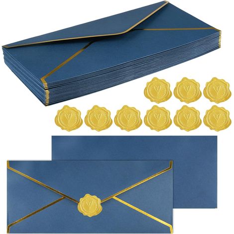 20 Gift Envelopes with 30 Gold Stickers, 24 × 10.5 cm (1/5)