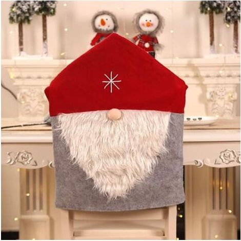 Couverture de chaise de chapeau de père Noël, chaise de table de dîner de Noël couverture arrière décor de salle à manger de cuisine (1/5)