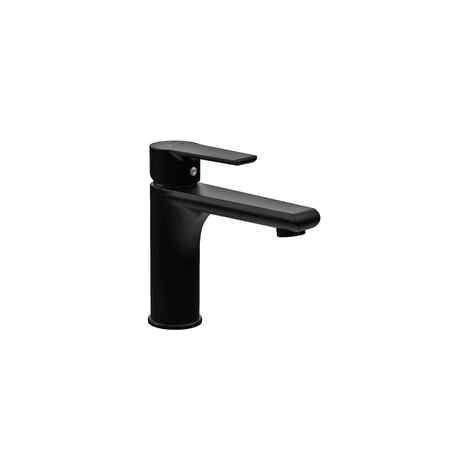 Mitigeur lavabo bec long noir NF. Sans vidange (1/2)