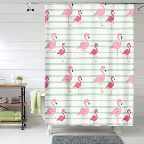 Rideau de douche motif flamant rose artistique pastel, tissu imperméable, 90x180 cm (1/5)