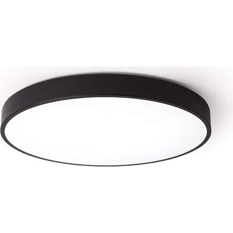 Plafonnier LED moderne ultra-lumineux en fer, design créatif, ultra-mince, rond, encastré, pour décoration intérieure, noir (1/4)