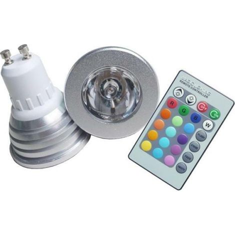 Faretto led gu10 3w rgb cambia colore faretto rgb faro led color attacco gu10 kit 5 pz