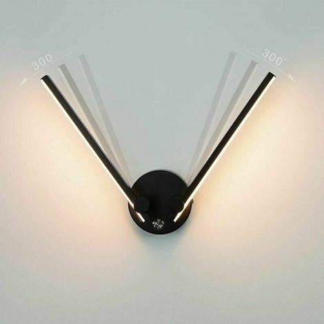 Applique Murale de Salle de Bain avec Interrupteur 2 Ampoules LED 12W pour Miroir de Salle de Bain 73cm Double Lumière LED Bras Réglable 300° (Noir 3000K) (1/5)