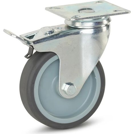 Roulette pivotante freinée - MESO - Nylon - Platine - 100mm - 200kg