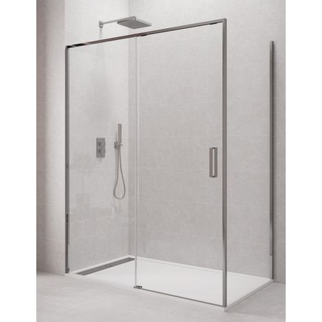 Cabine Paroi de douche angulaire ALLSTONE CETUS 1+1 avec côté fixe, sans profil inférieur 120x70 cm profil Chrome (1/4)