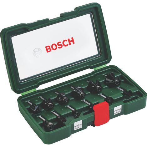 Bosch Accessories 12 pieces Ensemble de fraises au carbure (pour le bois, emmanchement Ø 8 mm, accessoires défonceuse)