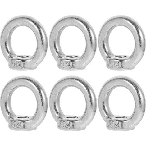 Set mit 6 Edelstahl-Ösenschrauben, Zurrösen und Gewindemuttern – 3,00 x 3,00 x 1,70 cm – Silber (1/4)