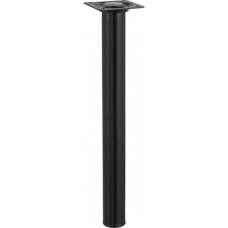 Hettich – Pied de meuble pour table basse cylindrique fixe – Acier époxy noir – Hauteur 30 cm – Charge 50 kg – Fixation à visser