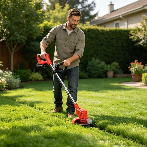 FLITI 20V Cordless Brush Cutter, Lightweight Telescopic Trimmer with 2 x 1.5Ah Batteries, Lawn Mower for Garden and Lawn (1/5)