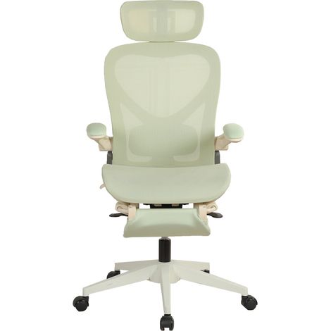 Sedia da ufficio ergonomica pieghevole in rete verde con poggiatesta 3D e braccioli ribaltabili (1/4)