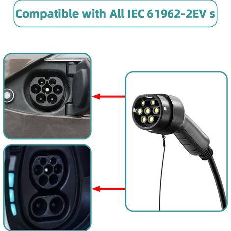 Jatrhg – Câble de recharge voiture électrique 22KW 10M 32A triphasé Type 2 à Type 2 – TPU léger – Compatible bornes publiques et véhicules hybrides