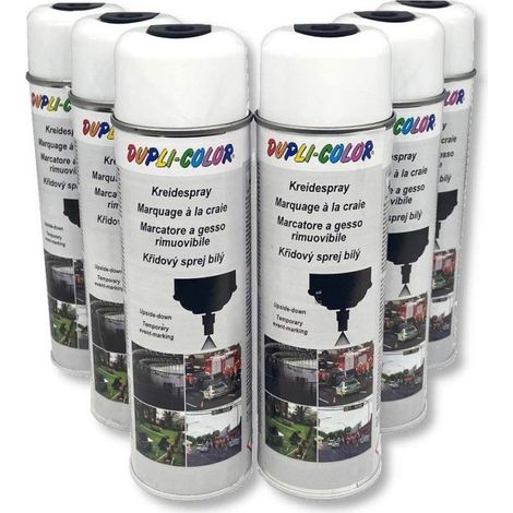 6 bombes de peinture - Blanc - Marquage craie - Repérage - Effaçable - 500ml